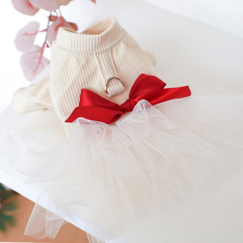 Koerakleit Koer Kass Printsess Tüllseelik Võrgustik Liimimine Ümarkaelus Kikisõlm Kahe jalaga lemmiklooma igapäevane kandmine