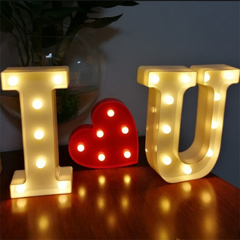 Букви Декоративна азбука LED нощни светлини Светещ номер Батерийна лампа Декор за домашен декор Сватбено парти за Свети Валентин