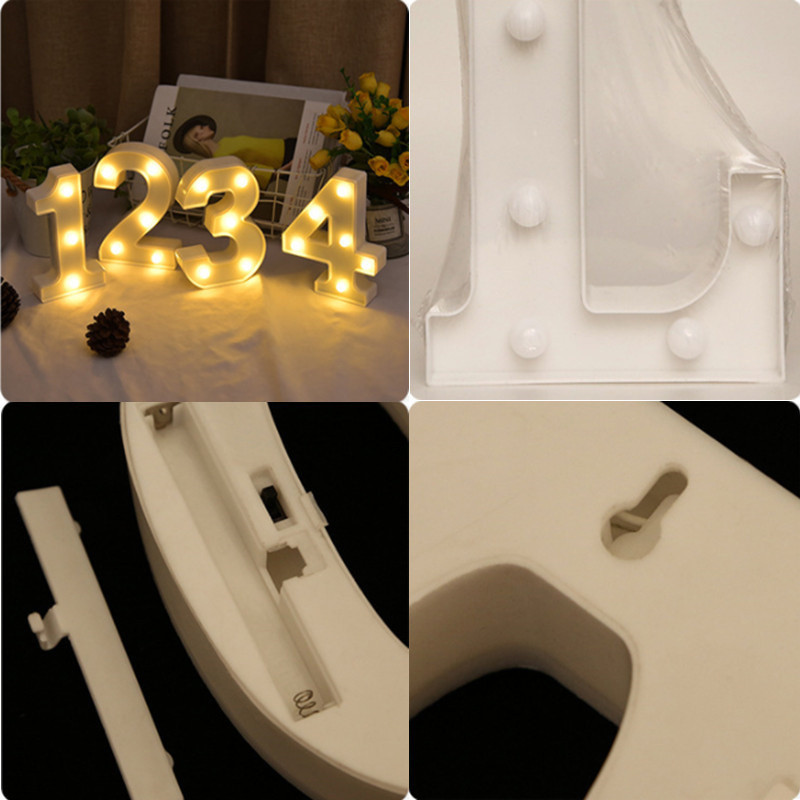 Tähed Dekoratiivne tähestik LED-öötuled Helendavad numbrid Patareilambi sisekujundus kodukaunistuseks sõbrapäeva pulmapidu