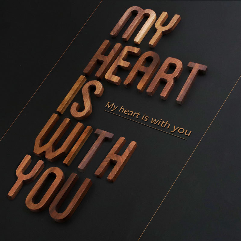 Litere decorative de perete din nuc negru Combinație de numere Adeziv de perete DIY Litere de decorare Numerele casei Alfabetul englezesc