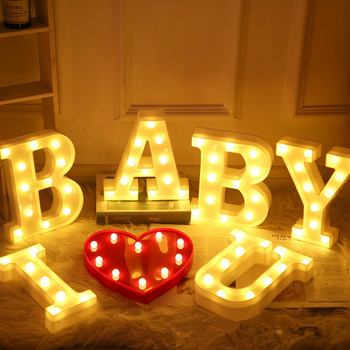 Светодиодна лампа с букви от азбука Светеща светлина с числа Сватба, рожден ден, спалня, декорация на къща, персонализирани букви, домашен декор