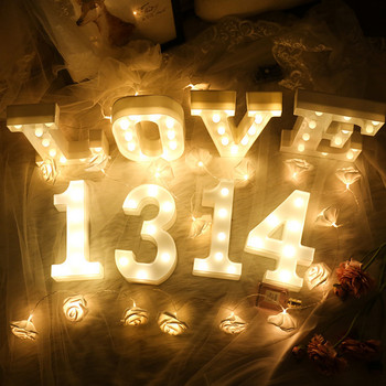 Светодиодна лампа с букви от азбука Светеща светлина с числа Сватба, рожден ден, спалня, декорация на къща, персонализирани букви, домашен декор