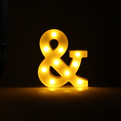 Alfabēta burtu LED gaisma gaismas ciparu gaismas kāzu dzimšanas dienas ballīte Guļamistabas mājas dekorēšana Personalizēti burti Mājas dekors