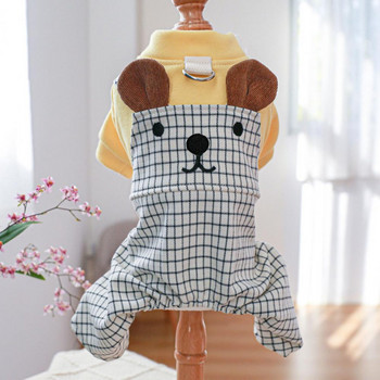 Φόρεμα για κατοικίδια για σκύλους με στρογγυλή λαιμόκοψη μαλακό άνετο καρτούν αυτιά αρκουδάκι Διακόσμηση κατοικίδιων καρό φόρεμα για γάτα καθημερινά