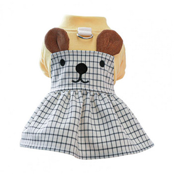 Φόρεμα για κατοικίδια για σκύλους με στρογγυλή λαιμόκοψη μαλακό άνετο καρτούν αυτιά αρκουδάκι Διακόσμηση κατοικίδιων καρό φόρεμα για γάτα καθημερινά