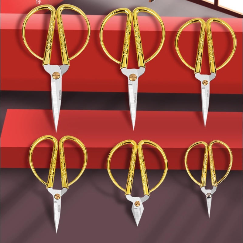 Aranyozott olló Kínai olló Hagyományos háztartási olló varráshoz barkácsolás Művészet Kézműves Élelmiszer Papír Vágó Bonsai