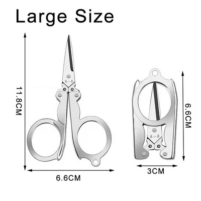 1 gab salokāmas mazas šķēres, pārnēsājamas mini ceļojumu šķēres, nerūsējošā tērauda saliekamās šķēres ar atslēgu piekariņu šūšanas saliekamās šķēres