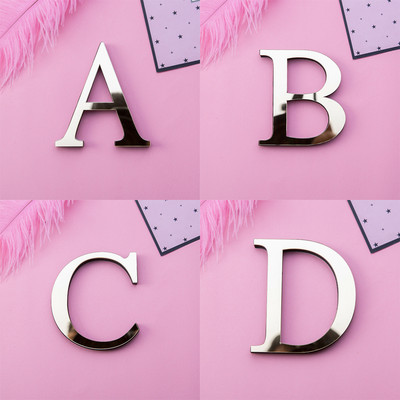 Gold 3D Mirror Letters Wall Stickers for Logo Name Wedding Love Letters DIY Alphabet English Wall Decor Mural Home Decoration