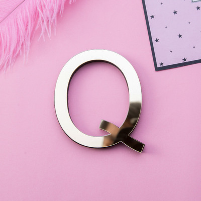 Auksiniai 3D veidrodiniai raidžių sieniniai lipdukai, skirti logotipui pavadinimas Vestuvės meilės raidės „pasidaryk pats“ abėcėlė Anglų sienų dekoro freska Namų dekoravimas