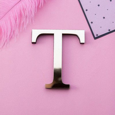 Auksiniai 3D veidrodiniai raidžių sieniniai lipdukai, skirti logotipui pavadinimas Vestuvės meilės raidės „pasidaryk pats“ abėcėlė Anglų sienų dekoro freska Namų dekoravimas