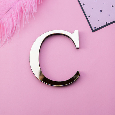 Auksiniai 3D veidrodiniai raidžių sieniniai lipdukai, skirti logotipui pavadinimas Vestuvės meilės raidės „pasidaryk pats“ abėcėlė Anglų sienų dekoro freska Namų dekoravimas