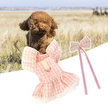 Високоеластична рокля за домашни любимци, рокля за кученца с флорални мотиви, плисирана подгъвка, ветроустойчива жилетка за домашни любимци, дрехи за кученца с летящи ръкави за пролетта