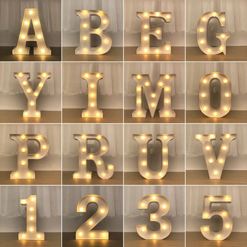 Буква от азбука LED светлини Светеща лампа за цифри Декор Батерия Нощна лампа за дома Сватба Рожден ден Коледно парти Декорация