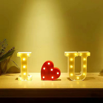 Светодиодна лампа с букви от азбука Светеща светлина с цифри Персонализирана светлина с букви Сватба, рожден ден Парти Къща Спалня Декорация на дома