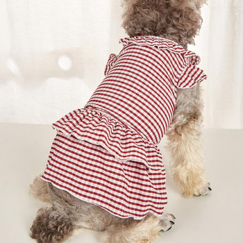 Φόρεμα για κατοικίδια με ρίγες μοτίβο με ιπτάμενο μανίκι βολάν άκρη Καλοκαιρινό μικρό σκυλί Princess Cosplay Στολή για περπάτημα