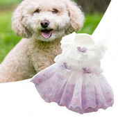 Suņu kleita ar mežģīņu malu ar augstu vidukli, tauriņa kaklasaite mājdzīvnieku veste kucēnam bez piedurknēm apģērbi mājdzīvnieku ādai