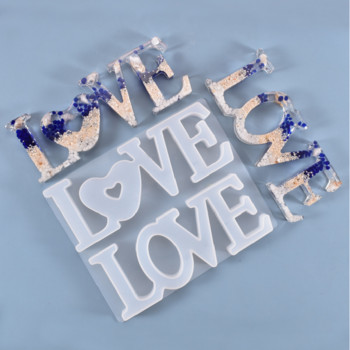 1Pcs Heart Shape HOME LOVE Силиконова форма Букви Кристална смола Форма Направи си сам занаяти Форми за отливане Декорация на дома Инструмент за сватбено тържество
