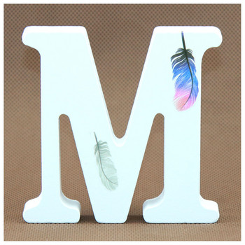 1 брой 10X10 см ръчно изработени сватбени пера във формата на животно лилави дървени букви Цветна декорация Име Дизайн Занаяти Направи си сам