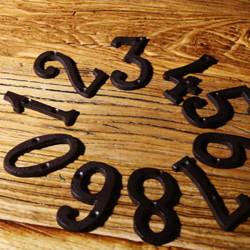 Чугунени метални цифри Букви от азбуката от A до Z, 0 до 9 знаци за персонализиране на домашен адрес Табелка с номер на вратата на къщата, монтирана на винт