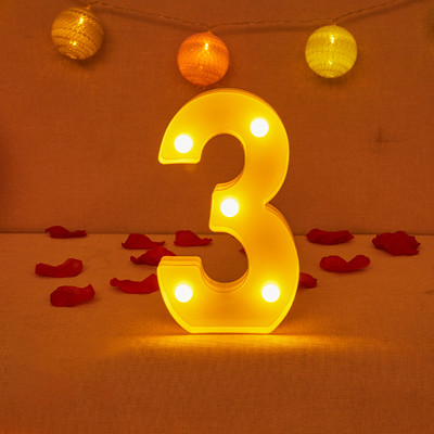 Ukrasna LED svjetleća slova s brojevima Bijela plastična nadstrešnica Svjetla s brojevima Znak Party Wedding Decor Broj na baterije