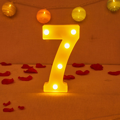 Ukrasna LED svjetleća slova s brojevima Bijela plastična nadstrešnica Svjetla s brojevima Znak Party Wedding Decor Broj na baterije