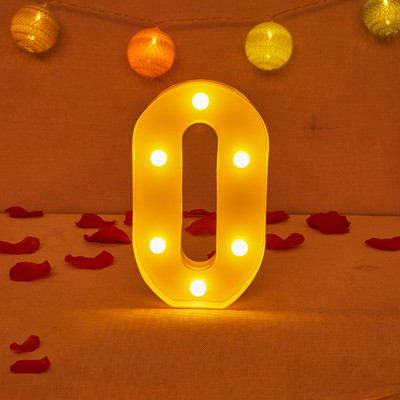 Ukrasna LED svjetleća slova s brojevima Bijela plastična nadstrešnica Svjetla s brojevima Znak Party Wedding Decor Broj na baterije