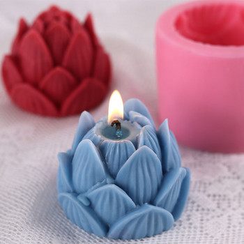 DIY Σιλικόνη Lotus Flower Καλούπι Κεριού 3D Flower Silicone Resin Soap Plaster Mold Craft Making Wax Mold Προμήθειες διακόσμησης σπιτιού