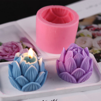 Направи си сам силиконова форма за свещ с цветя на лотос 3D цвете от силиконова смола Сапунена мазилка Форма за изработване на занаяти Восъчна форма Консумативи за декорация на дома