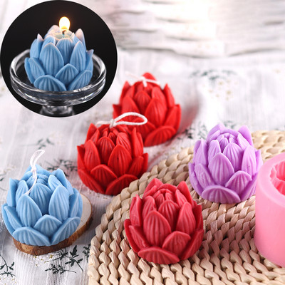 DIY Σιλικόνη Lotus Flower Καλούπι Κεριού 3D Flower Silicone Resin Soap Plaster Mold Craft Making Wax Mold Προμήθειες διακόσμησης σπιτιού