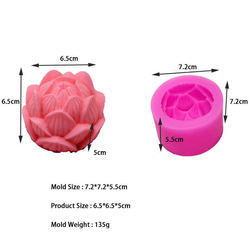 DIY Σιλικόνη Lotus Flower Καλούπι Κεριού 3D Flower Silicone Resin Soap Plaster Mold Craft Making Wax Mold Προμήθειες διακόσμησης σπιτιού