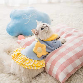 Μόδα παλτό με Cartoon Backpack Pet Lovely Clothes Άνοιξη Καλοκαίρι Λεπτό Flee Ρούχα Γάτες Σκυλιά Φούστα Γλυκό Φόρεμα Πριγκίπισσα