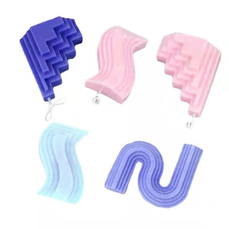 Uue geomeetrilise hoone kujuga küünla silikoonvorm Käsitsi valmistatud seebist krohvivaigust valmistatud küünlakomplekt kodukinke pulmakaunistus