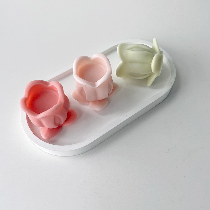 Tulpes zieda formas silikona sveču veidne DIY ziedu ziepes silikona veidne šokolādes kūka pelējuma vaska veidņu epoksīda sveķu izgatavošanas piederumi