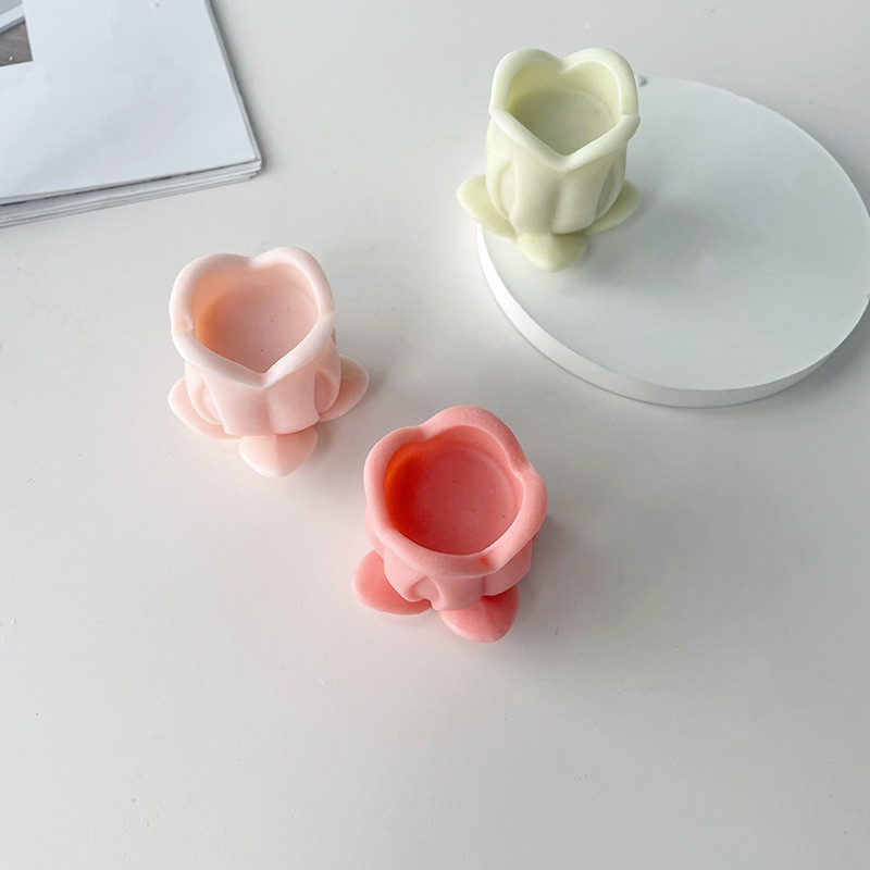 Tulpes zieda formas silikona sveču veidne DIY ziedu ziepes silikona veidne šokolādes kūka pelējuma vaska veidņu epoksīda sveķu izgatavošanas piederumi