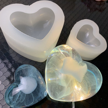 3D Силиконова форма на любовно сърце Аромат на гипсова мазилка Силиконова форма Декорация на дома Парти Направи си сам Свещ на любовно сърце Смола Форма