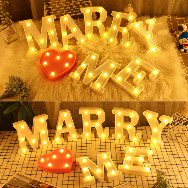 Dekoratīvie burti LED nakts apgaismojums kāzu mīlestība bez akumulatora atzīšanās piedāvājums dekorēšana lieli dekoratīvi burti