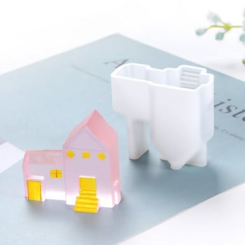 Small House Villa Wooden House Mold Silicone Candle Scented Candle DIY Mould Silicone Candle Moulds for Candle Making Mould από γύψο