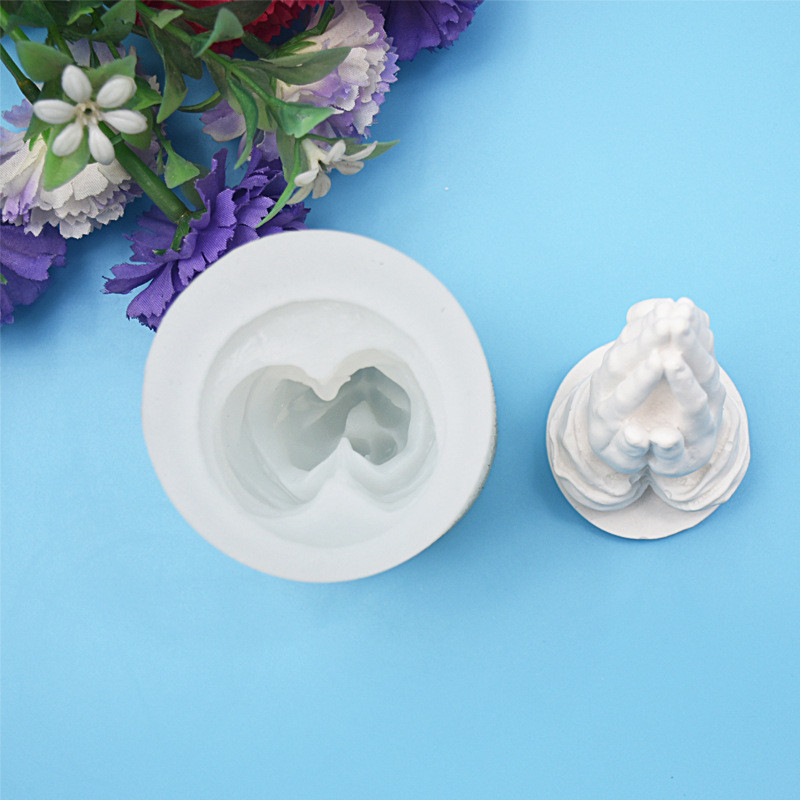 Saliktas rokas kopā Silikona sveču veidnes DIY lūgšanu žests Aromāts sveču izgatavošanas rīki Mājas dekors Māla ģipša sveķu veidne