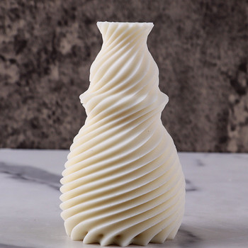 Нов дизайн Раирана Въртяща се форма на ваза Силиконова форма за свещи Вълна Геометрична ароматерапия Форма за печене от гипсова смола Подаръци за домашен декор