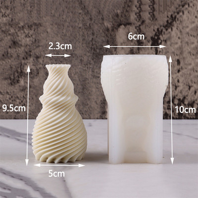 Uue disaini triibuline pöörleva vaasi kujuga silikoonist küünlavormi laine geomeetriline aroomiteraapia kipsvaigust küpsetusvorm Kodukaunistuse kingitused