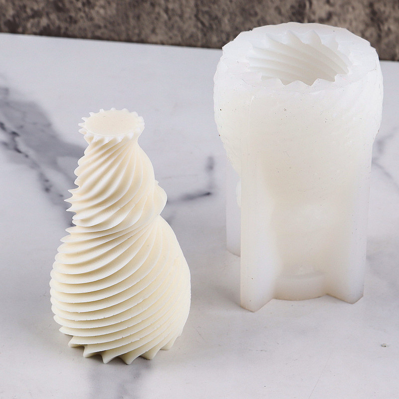 Uue disaini triibuline pöörleva vaasi kujuga silikoonist küünlavormi laine geomeetriline aroomiteraapia kipsvaigust küpsetusvorm Kodukaunistuse kingitused