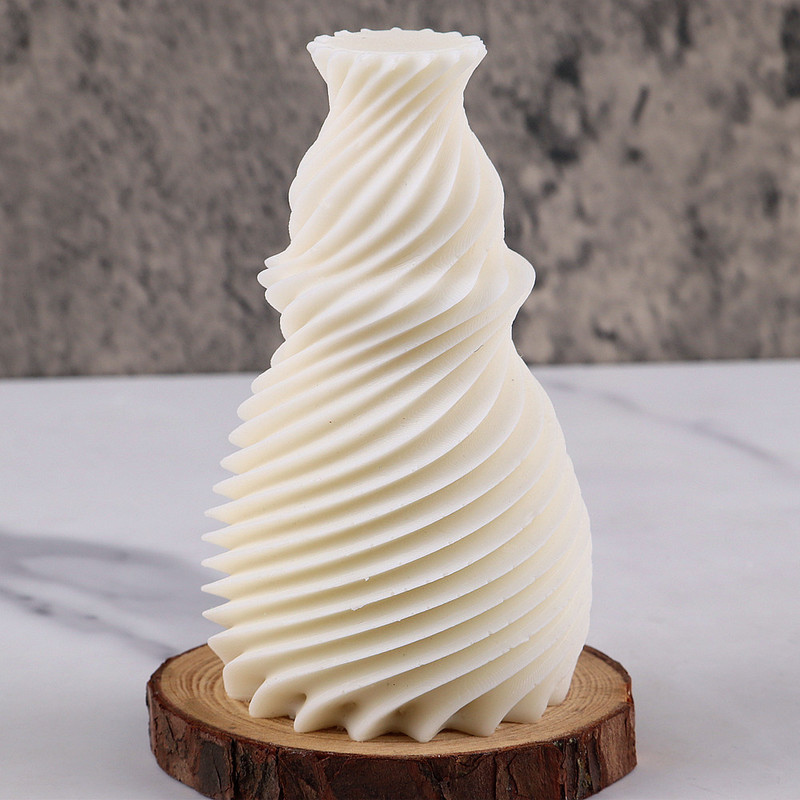 Uue disaini triibuline pöörleva vaasi kujuga silikoonist küünlavormi laine geomeetriline aroomiteraapia kipsvaigust küpsetusvorm Kodukaunistuse kingitused