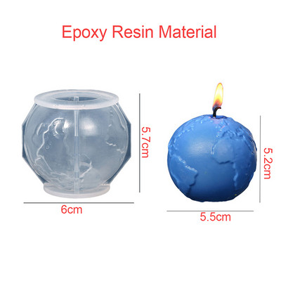 Jauna silikona veidne sveču lielai 3D Zemes Mēness planētas liešanai ar rokām gatavotām amatniecības veidnēm