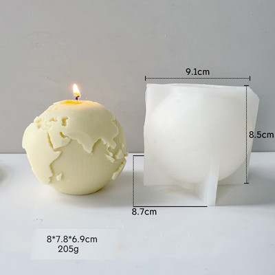 Jauna silikona veidne sveču lielai 3D Zemes Mēness planētas liešanai ar rokām gatavotām amatniecības veidnēm