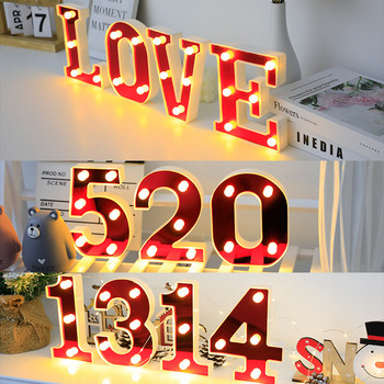 16cm Κόκκινα Φωτάκια LED Γράμμα Διακόσμηση σπιτιού Φωτεινή Αλφάβητος Αριθμός Νυχτερινό φωτιστικό Γενέθλια Χριστουγεννιάτικη Πρόταση Γάμου Διακόσμηση