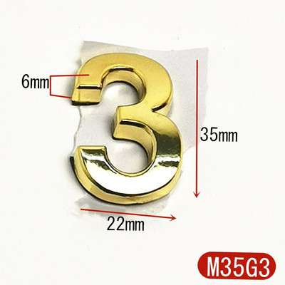 Majanumbri uksekleebis Kohandage korteri hotelli aadressi ruumi ukseplaadi number 3,5 cm ABS plastikust kaasaegne kuldne 0 kuni 9 numbrit