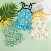 Φούστα για σκύλους Sling Pet Cartoon Φρούτα ροζ ρούχα Φόρεμα για κατοικίδια Ζαρτιέρες Φόρεμα για κατοικίδια Φόρεμα κουτάβι Sweet Princess Lace Up