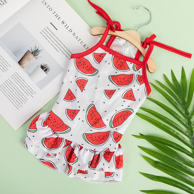 Φούστα για σκύλους Sling Pet Cartoon Φρούτα ροζ ρούχα Φόρεμα για κατοικίδια Ζαρτιέρες Φόρεμα για κατοικίδια Φόρεμα κουτάβι Sweet Princess Lace Up