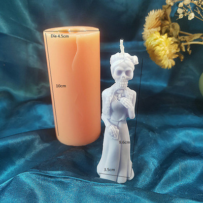 Kiire kohaletoimetamine Halloweeni pealuu kummitus pruut kummitus peigmees kolju kirst küünal silikoonvorm Molde de silicona de Halloween