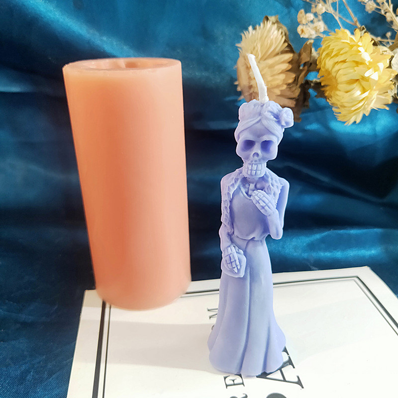 Kiire kohaletoimetamine Halloweeni pealuu kummitus pruut kummitus peigmees kolju kirst küünal silikoonvorm Molde de silicona de Halloween